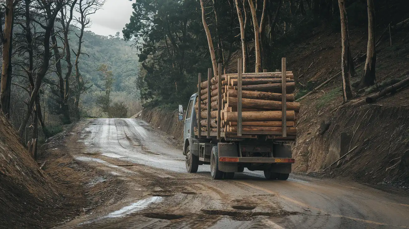 Daños en las Carreteras de Gata y Hurdes tras la Extracción de Madera por los Incendios Forestales de 2023