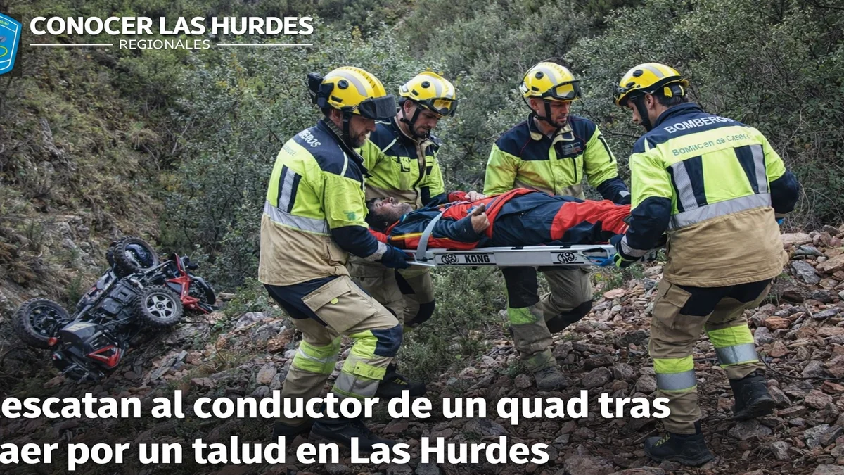 Rescatan al conductor de un quad tras caer por un talud en Las Hurdes